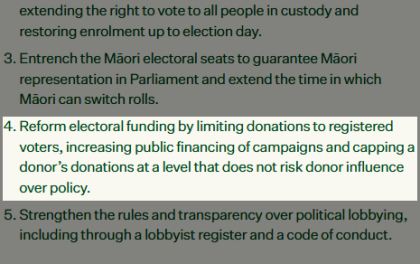 The Greens support electoral funding reform.